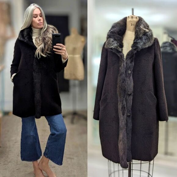 Mink Alpaca 3/4 Length Coat - Picture 1 of 6